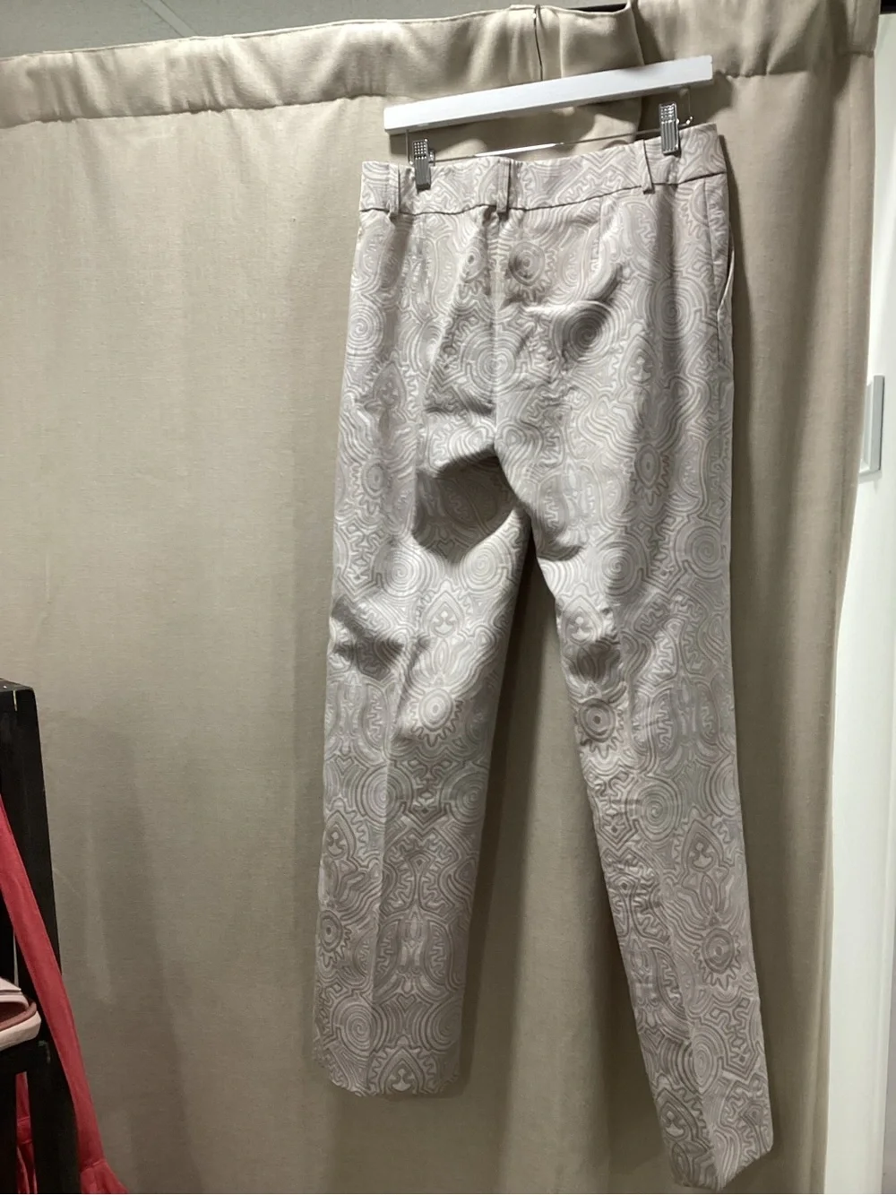 Etcetera Beige & Cream Abstract Print Slim Ankle Pants